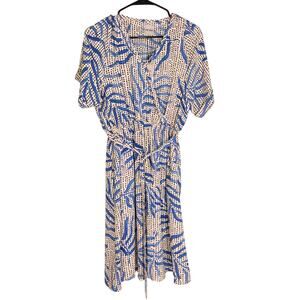 NIC+ZOE NWT Blue Palm Dot Fit & Flare Dress, Size XS